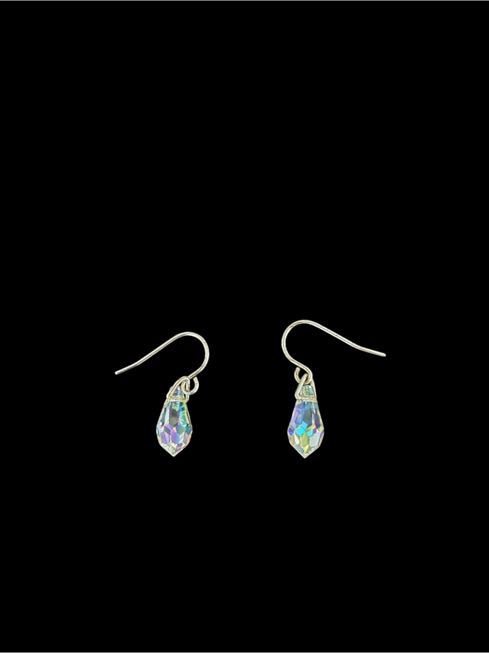 Teardrop Aurora Borealis Crystal Dangle Earrings